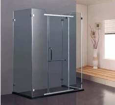 Divpusēja bezrāmja vanna 60 standarta stikla dušas durvju ekrāns ar eņģu paneli, sienas uzstādīta instalēšana, hroma apdare (KK8003)