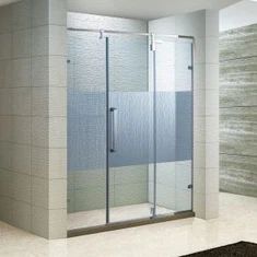 Bez rāmja eņģu vannas dušas korpuss, divi fiksēts panelis, 55 collas W, 3/8 collu stikls, hroma apdare (KD3503)