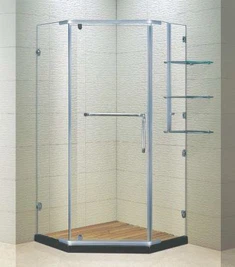 Pentagonāla šarnīra bezrāmja dušas stends